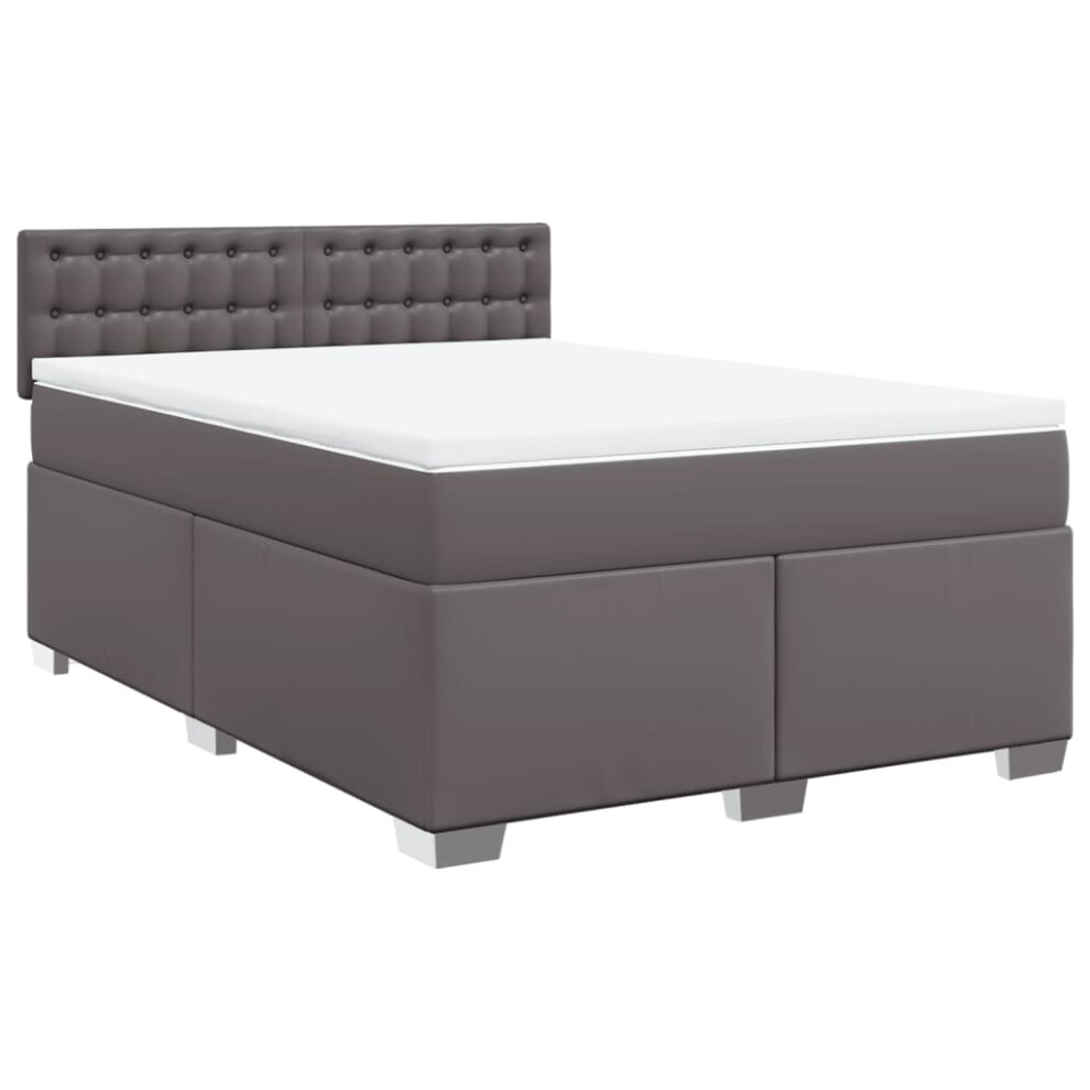 (grey, 140 x 200 cm) vidaXL Box Spring Bed with Mattress Bedroom Bed Frame Bed Base Faux Leather