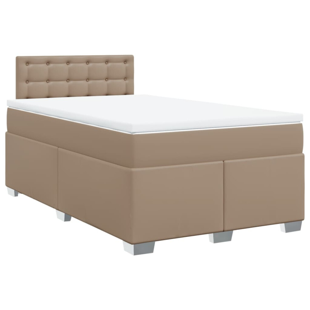 (cappuccino, 120 x 190 cm) vidaXL Box Spring Bed with Mattress Bedroom Bed Frame Bed Base Faux Leather