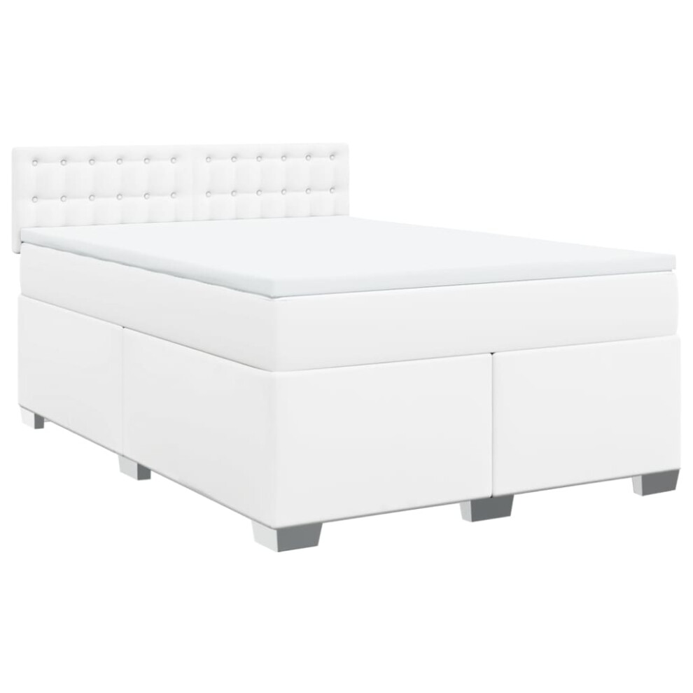 (white, 140 x 200 cm) vidaXL Box Spring Bed with Mattress Bedroom Bed Frame Bed Base Faux Leather