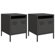 (black, 2 pcs) vidaXL Bedside Cabinets Nightstand Side Table Bed Table Bed Cabinet Steel