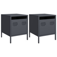 (anthracite, 2 pcs) vidaXL Bedside Cabinets Nightstand Side Table Bed Table Bed Cabinet Steel