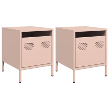 (pink, 2 pcs) vidaXL Bedside Cabinets Nightstand Side Table Bed Table Bed Cabinet Steel