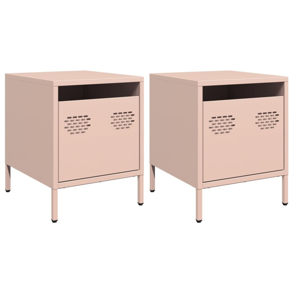 Vidaxl (Pink, 2 Pcs) Bedside Cabinets Nightstand Side Table Bed Table Bed Cabinetâ Steel