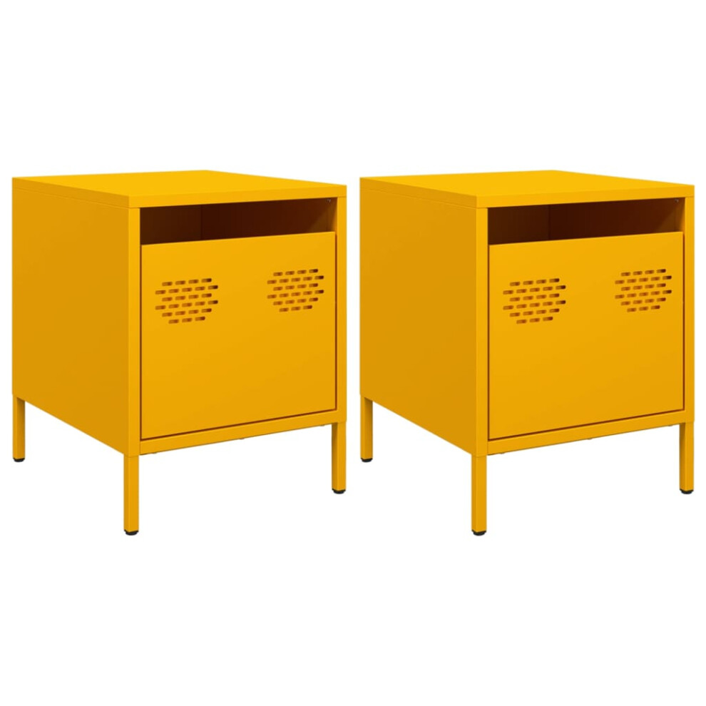 (yellow, 2 pcs) vidaXL Bedside Cabinets Nightstand Side Table Bed Table Bed CabinetÃÂ Steel