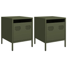 (green, 2 pcs) vidaXL Bedside Cabinets Nightstand Side Table Bed Table Bed Cabinet Steel