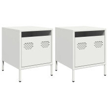 (white, 2 pcs) vidaXL Bedside Cabinets Nightstand Side Table Bed Table Bed Cabinet Steel