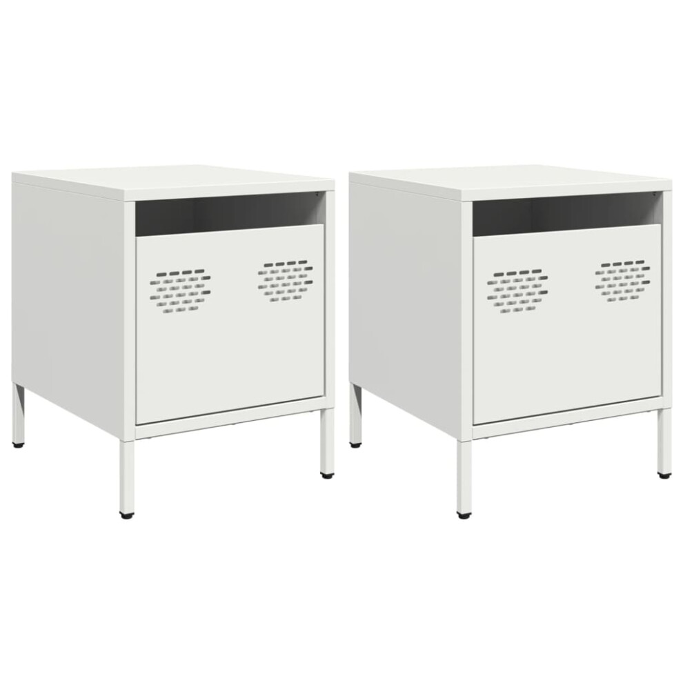 Vidaxl (White, 2 Pcs) Bedside Cabinets Nightstand Side Table Bed Table Bed Cabinetâ Steel