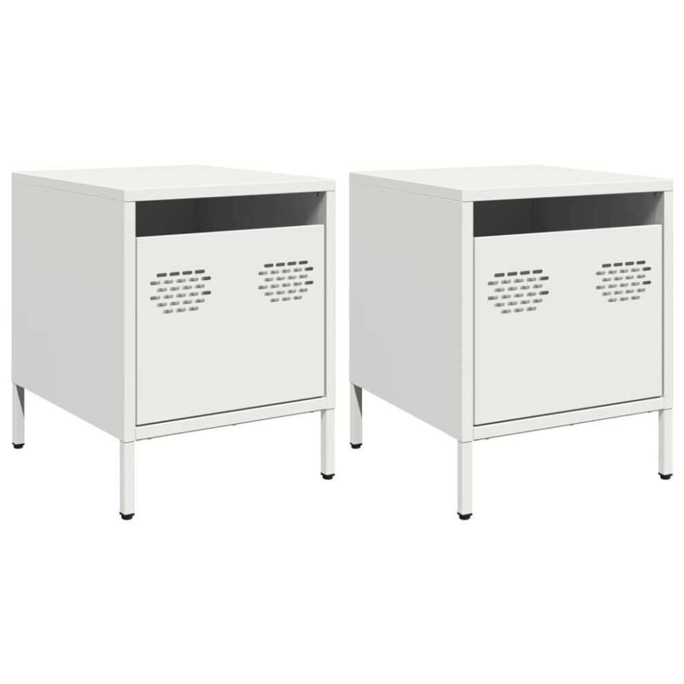 (white, 2 pcs) vidaXL Bedside Cabinets Nightstand Side Table Bed Table Bed CabinetÃÂ Steel