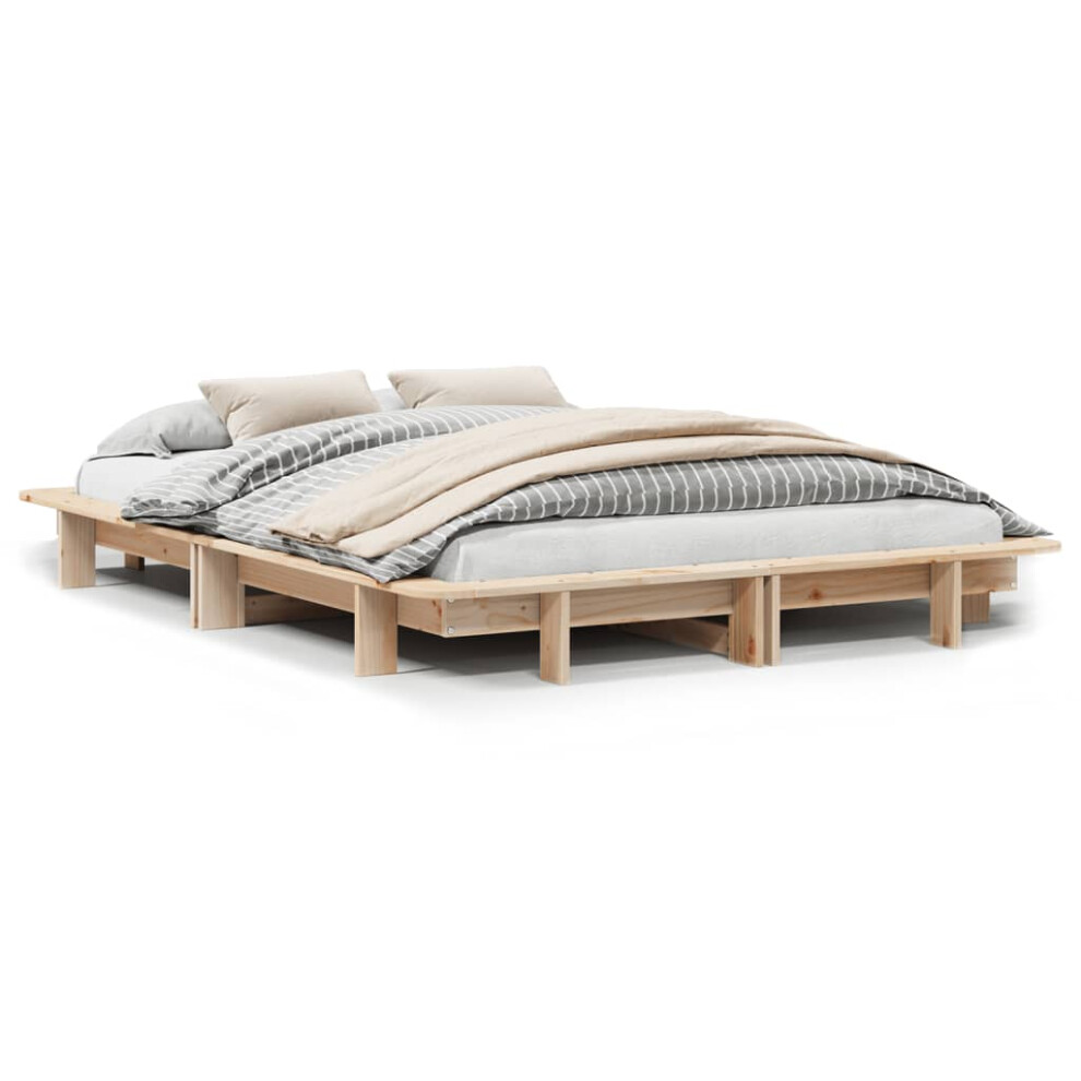Vidaxl (Natural, 120 X 190 Cm) Bed Frame Home Bedstead Bed Base Mattress Foundation Solid Wood Pine