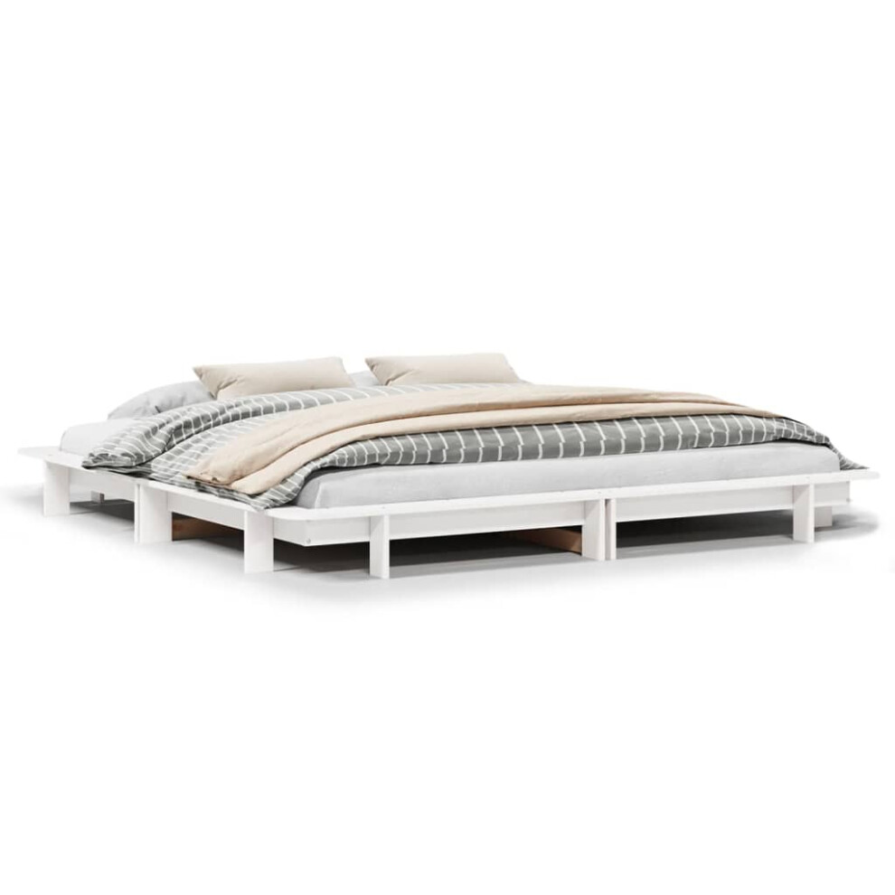Vidaxl White (, 180 X 200 Cm) Bed Frame Home Bedstead Bed Base Mattress Foundation Solid Wood Pine