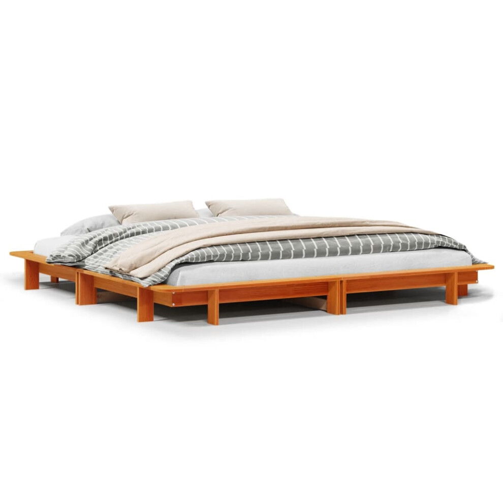 Vidaxl (Wax Brown, 200 X 200 Cm) Bed Frame Home Bedstead Bed Base Mattress Foundation Solid Wood Pine