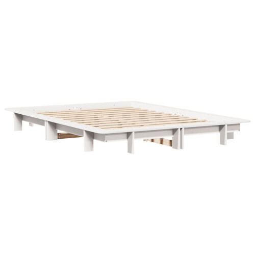 VidaXL (white, 150 x 200 cm) vidaXL Bed Frame Home Bedstead Bed Base Mattress Foundation Solid Wood Pine 2