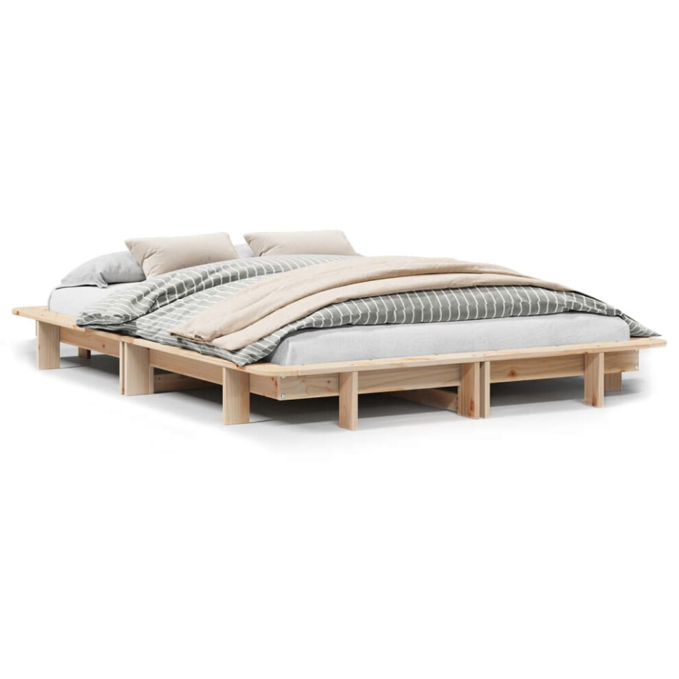 (natural, 140 x 200 cm) vidaXL Bed Frame Home Bedstead Bed Base Mattress Foundation Solid Wood Pine