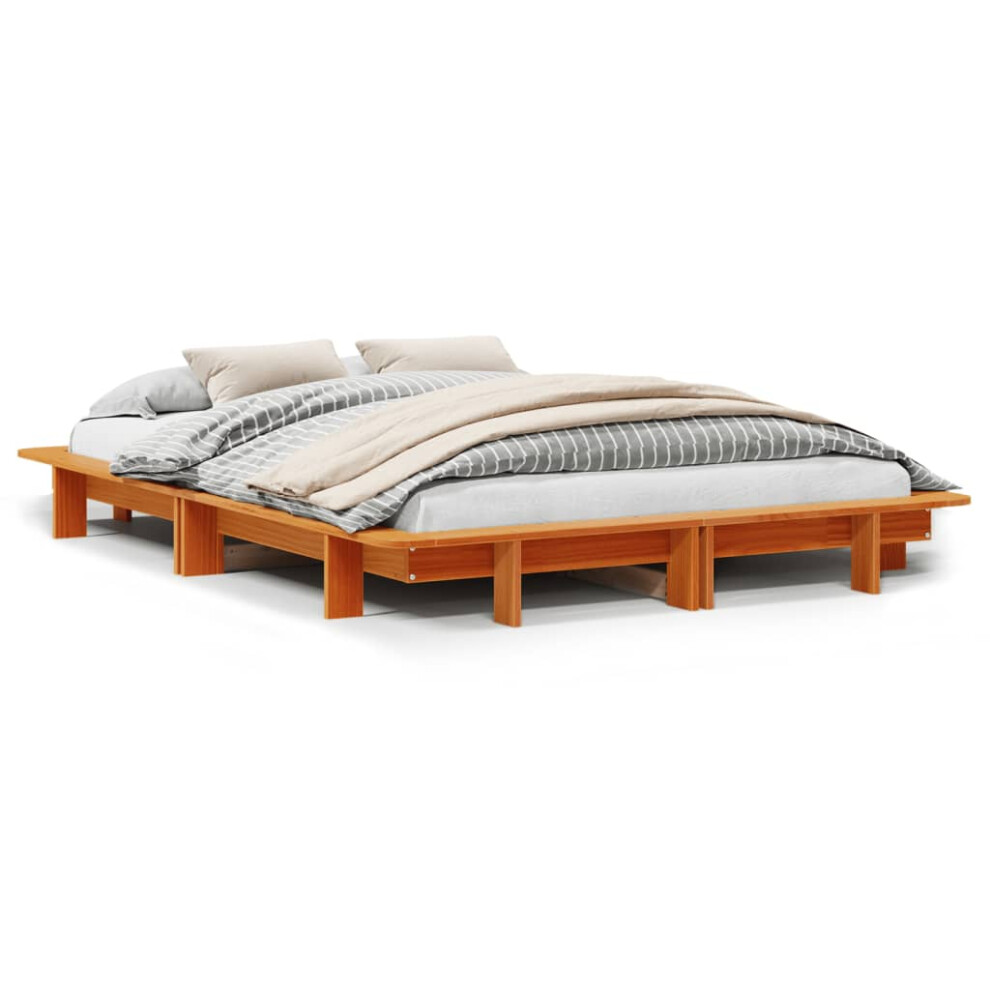 Vidaxl (Wax Brown, 120 X 200 Cm) Bed Frame Home Bedstead Bed Base Mattress Foundation Solid Wood Pine