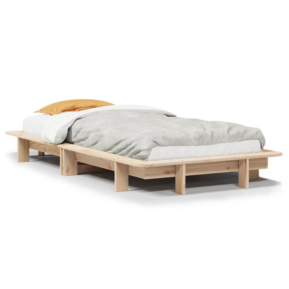 Vidaxl (Natural, 90 X 200 Cm) Bed Frame Home Bedstead Bed Base Mattress Foundation Solid Wood Pine