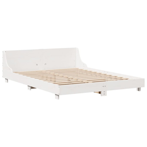 VidaXL (white, 150 x 200 cm) vidaXL Bed Frame with Headboard Wax Solid Wood Pine 2