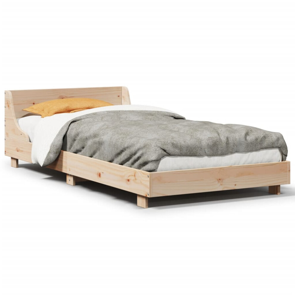 Vidaxl Brown (Natural, 100 X 200 Cm) Bed Frame With Headboard Wax Solid Wood Pine