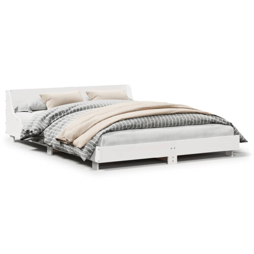 VidaXL (white, 120 x 190 cm) vidaXL Bed Frame with Headboard Wax Solid Wood Pine