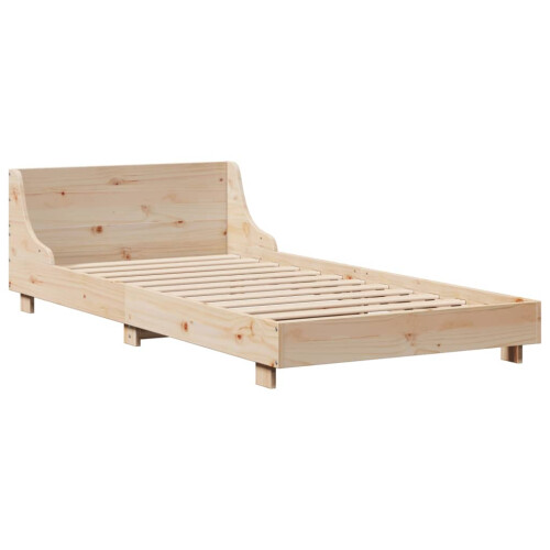 VidaXL (natural, 90 x 190 cm) vidaXL Bed Frame with Headboard Wax Solid Wood Pine 2