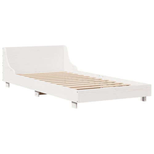 VidaXL (white, 90 x 190 cm) vidaXL Bed Frame with Headboard Wax Solid Wood Pine 2