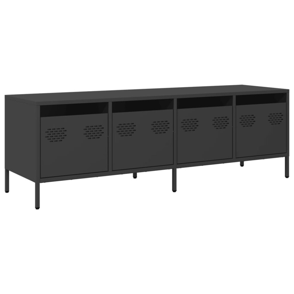 (black) vidaXL TV Cabinet TV Stand Media Hifi Cabinet TV Unit Cold-rolled Steel