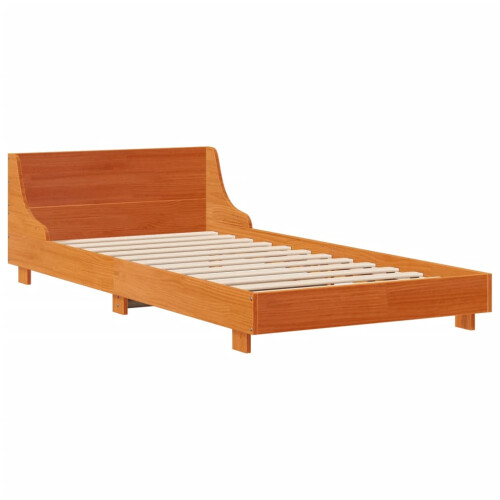VidaXL (wax brown, 90 x 190 cm) vidaXL Bed Frame with Headboard Wax Solid Wood Pine 2