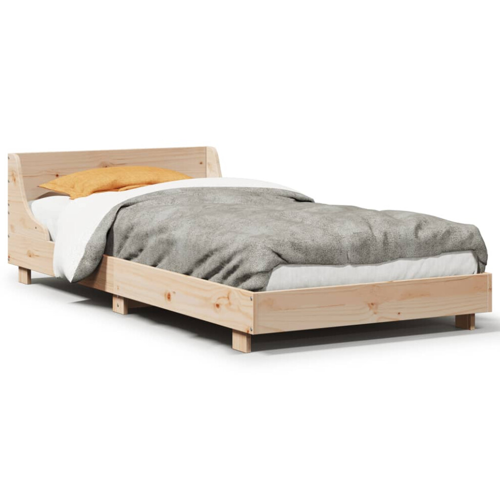 (natural, 75 x 190 cm) vidaXL Bed Frame with Headboard Wax Solid Wood Pine