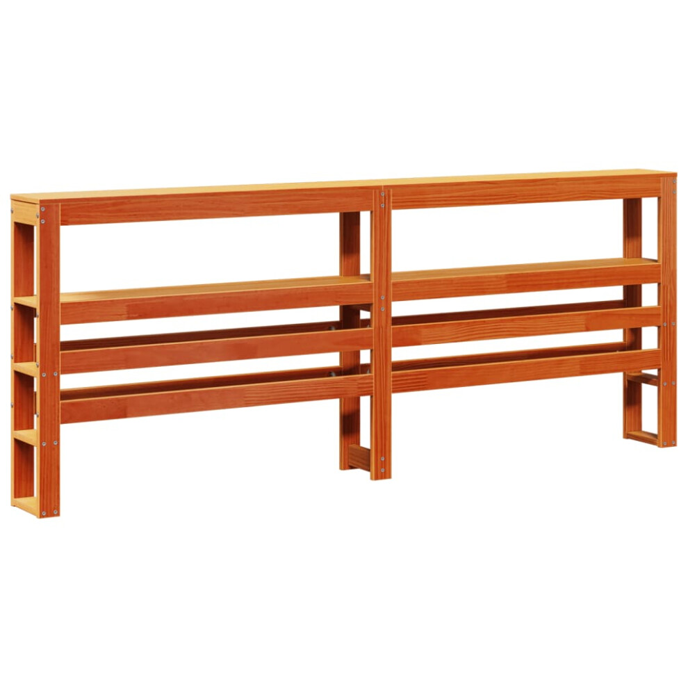 Vidaxl (Wax Brown, 206 X 19 X 82 Cm) Headboard With Shelves Bedroom Bed Header Bed Headboard Solid Wood Pine