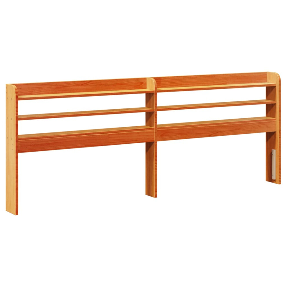 Vidaxl (Wax 190 X 16 X 82 Cm) Headboard With Shelves Bed Header Bed Headboard Solid Wood Pine Brown