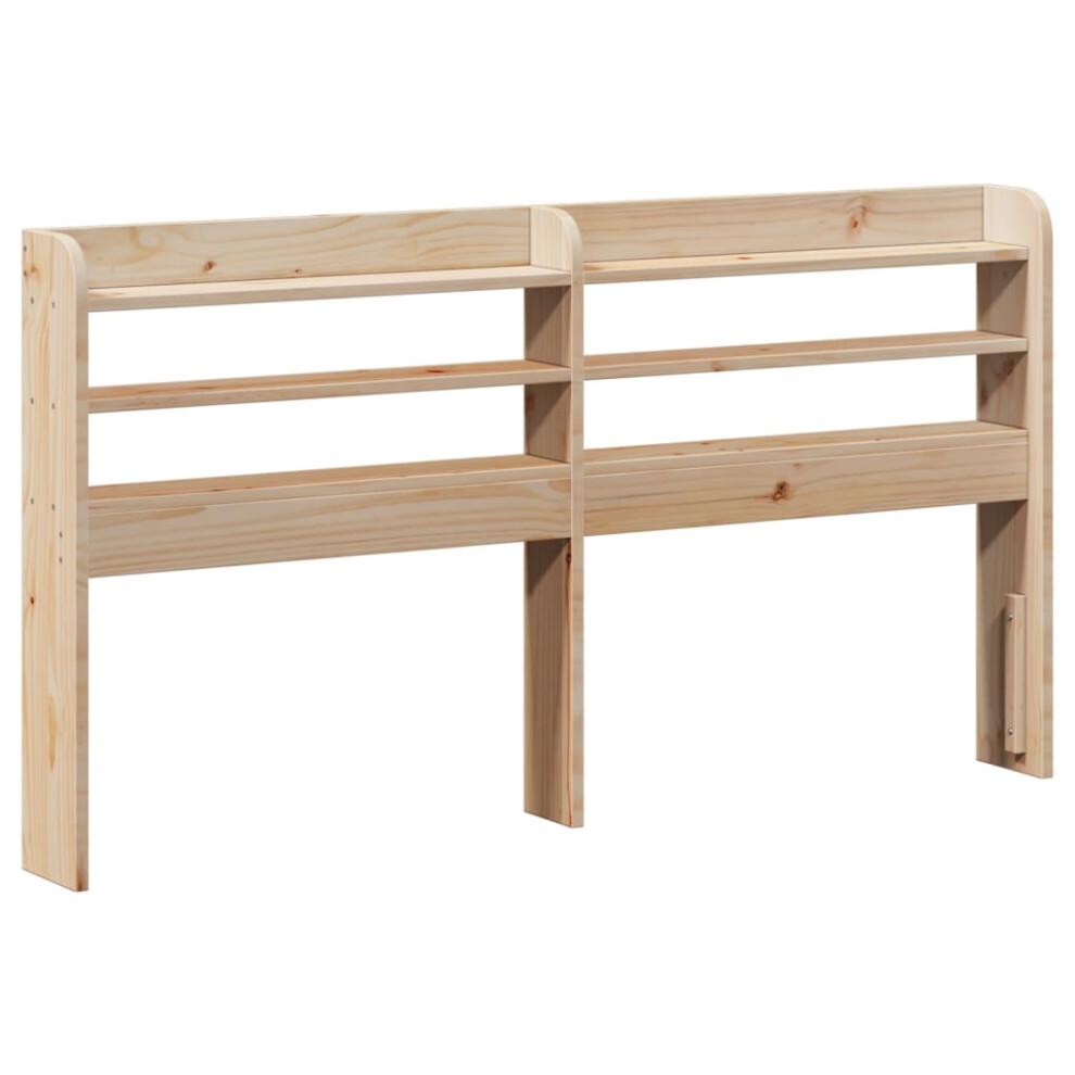 Vidaxl (Natural, 160 X 16 X 82 Cm) Headboard With Shelves Bed Header Bed Headboard Solid Wood Pine Brown