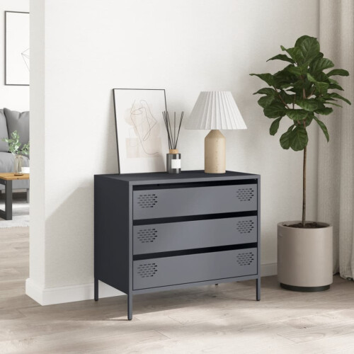 VidaXL (anthracite) vidaXL Sideboard Cabinet Storage Cupboard Highboard Cold-rolled Steel 2