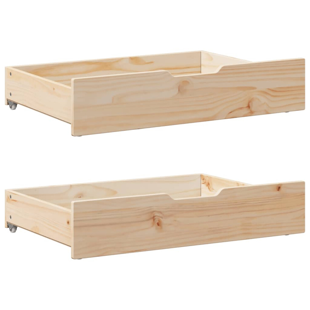 (natural, 80 x 55 x 16 cm) vidaXL Under-Bed Drawers with Wheels Under Bed Storage 2 pcs Solid Wood Pine