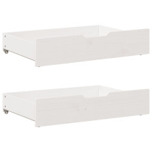 (white, 85 x 55 x 16 cm) vidaXL Under-Bed Drawers with Wheels Under Bed Storage 2 pcs Solid Wood Pine