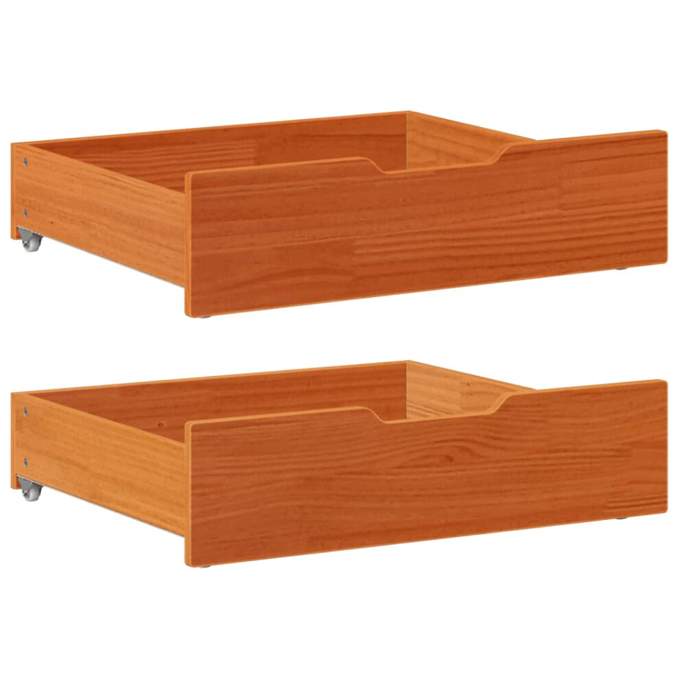 (wax brown, 75 x 55 x 16 cm) vidaXL Under-Bed Drawers with Wheels Under Bed Storage 2 pcs Solid Wood Pine