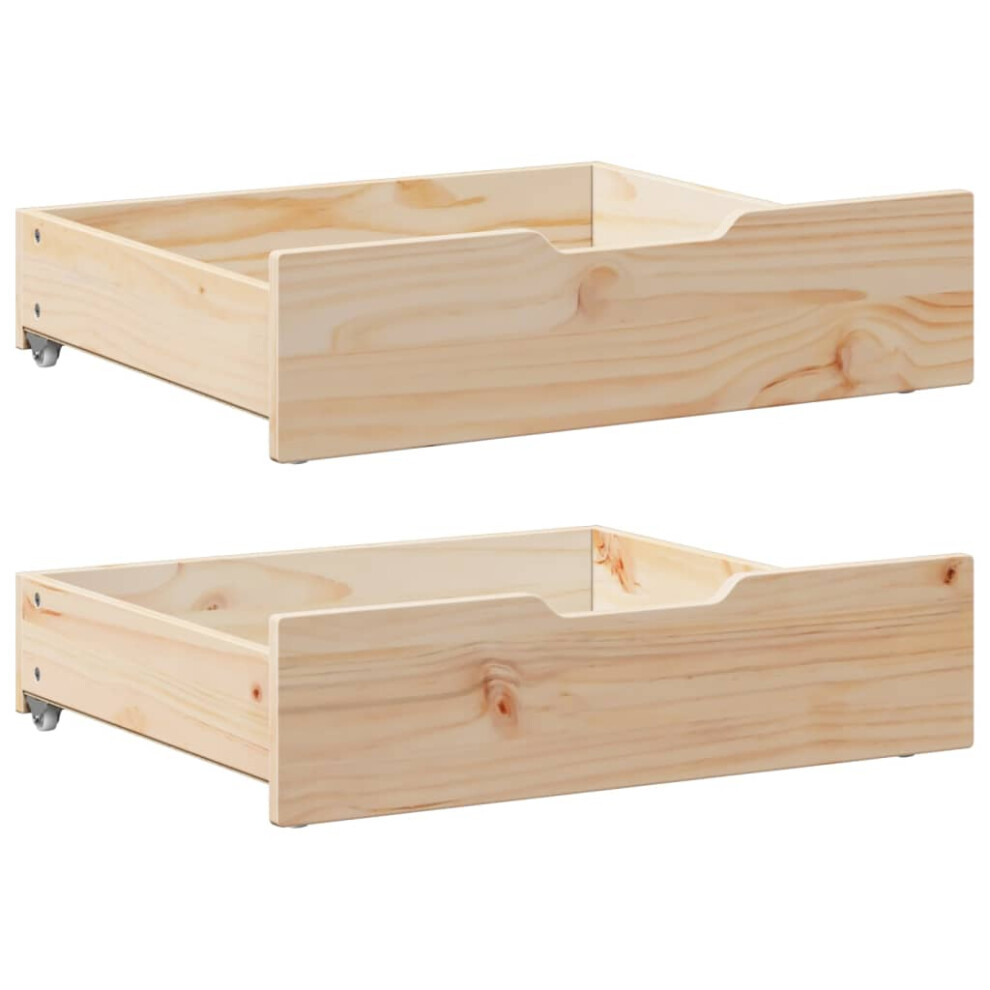 (natural, 75 x 55 x 16 cm) vidaXL Under-Bed Drawers with Wheels Under Bed Storage 2 pcs Solid Wood Pine