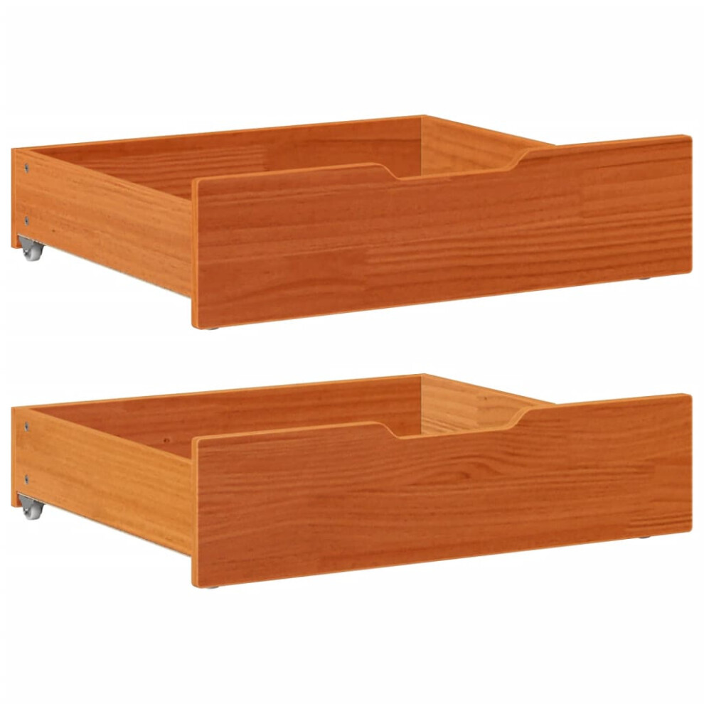 (wax brown, 65 x 55 x 16 cm) vidaXL Under-Bed Drawers with Wheels Under Bed Storage 2 pcs Solid Wood Pine