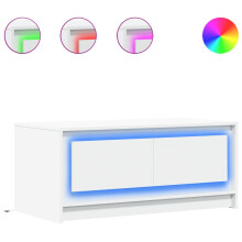 (white) vidaXL Coffee Table with LED Lights Hallway Accent Side Table Engineered Wood
