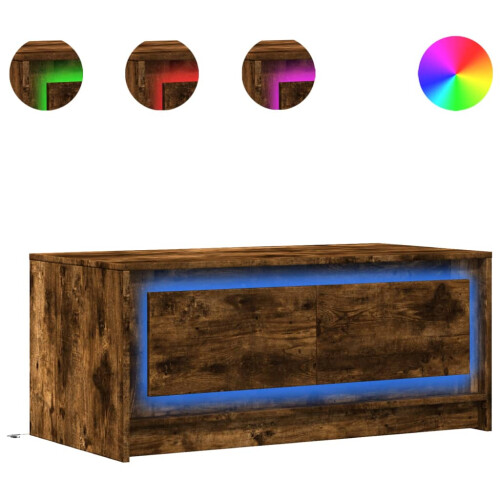 VidaXL (smoked oak) vidaXL Coffee Table with LED Lights Hallway Accent Side Table Engineered Wood