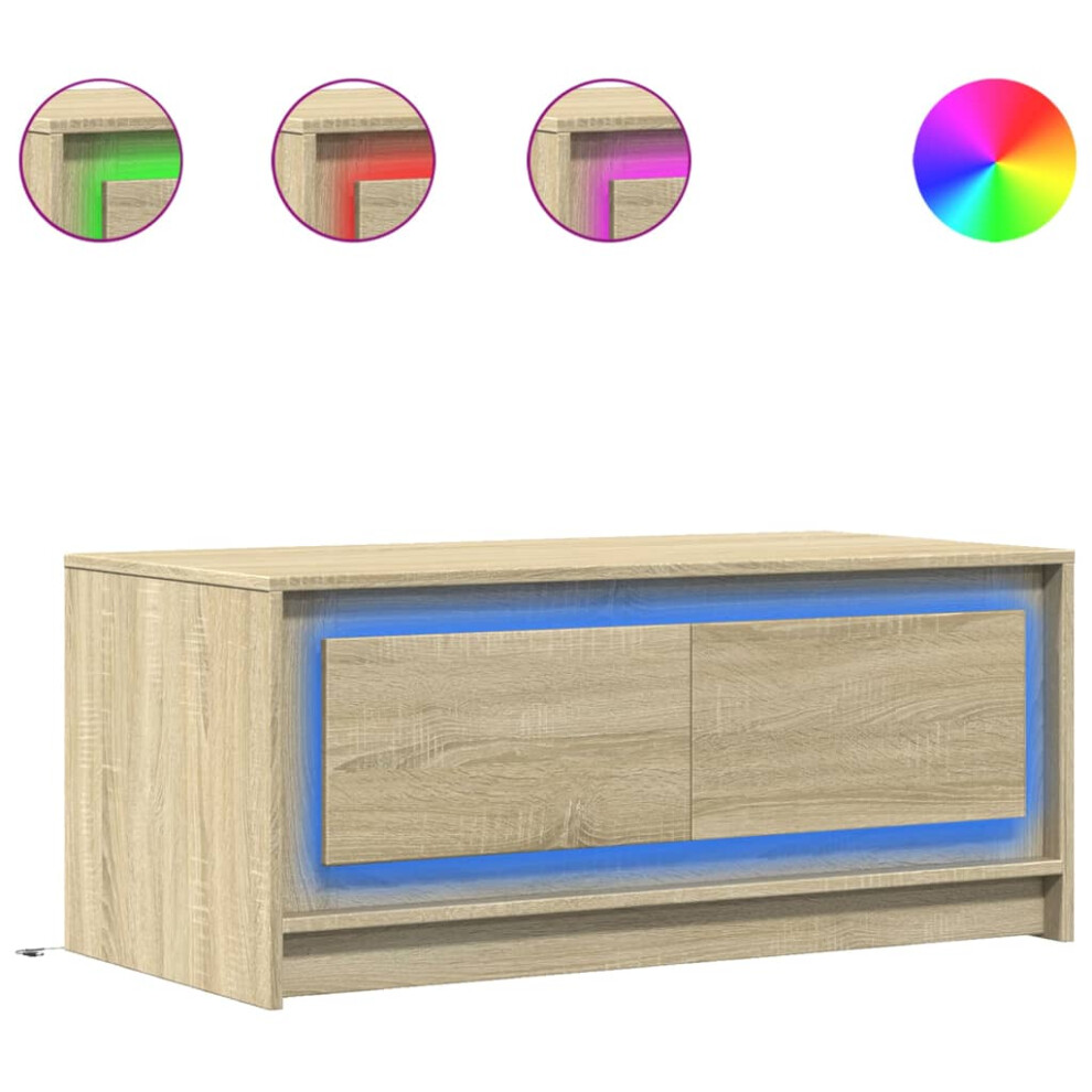 Vidaxl (Sonoma Oak) Coffee Table With Led Lights Hallway Accent Side Table Engineered Wood
