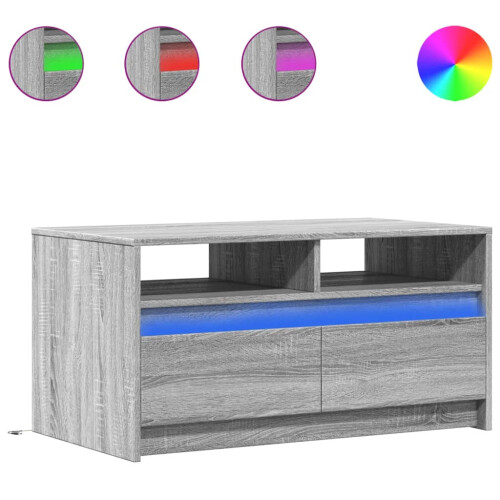 VidaXL (grey sonoma) vidaXL Coffee Table with LED Lights Hall End Table Side Table Engineered Wood 1