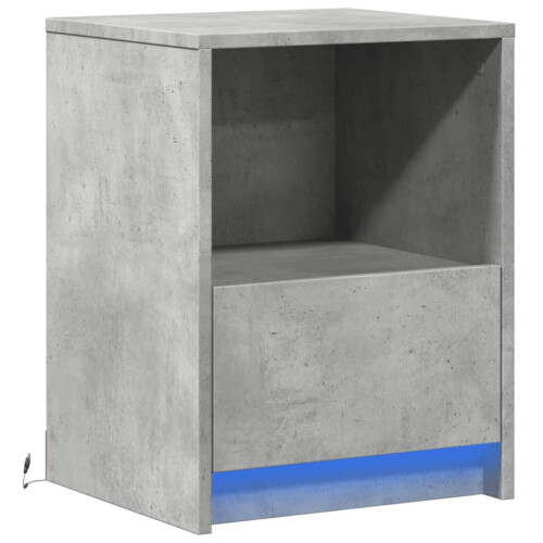 VidaXL (concrete grey, 1 pcs) vidaXL Bedside Cabinet with LED Lights Bed Table Engineered Wood 2