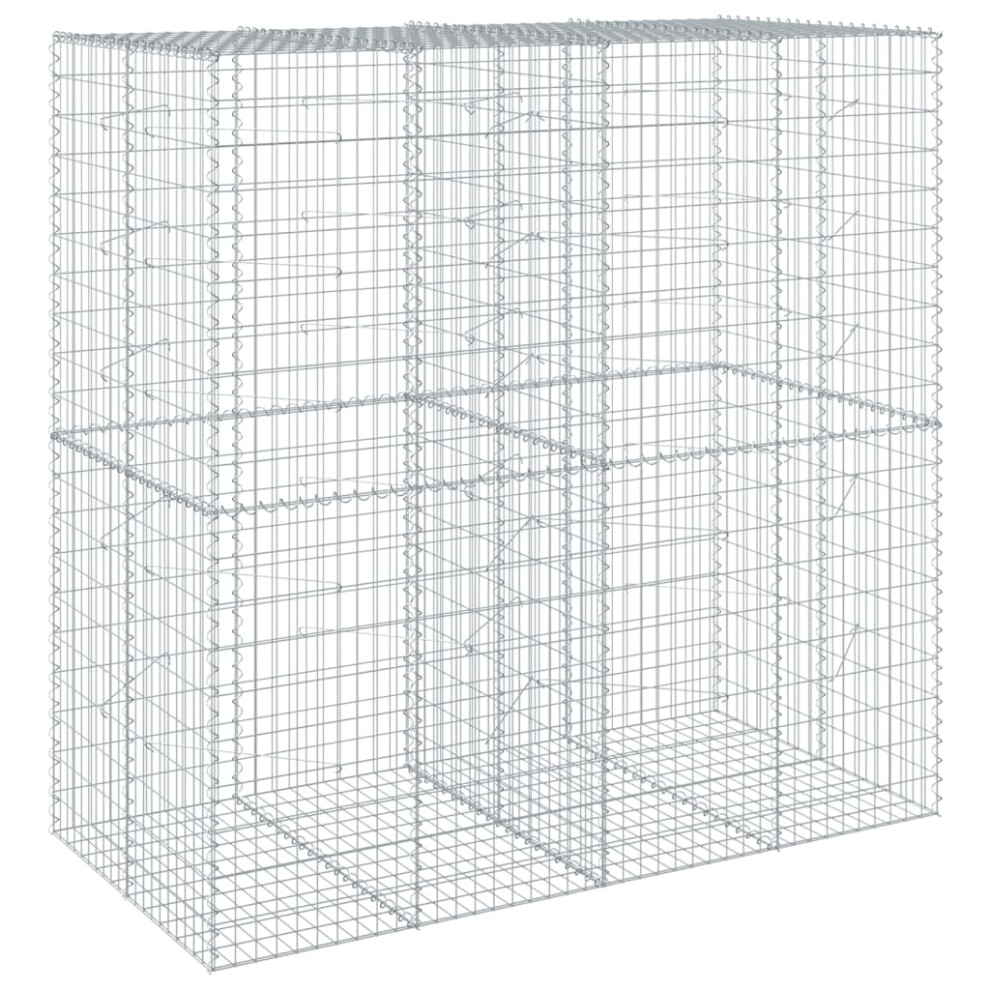 (200 x 100 x 200 cm) vidaXL Gabion Basket with Cover Gabion Raised Bed Gabion Cage Galvanised Iron