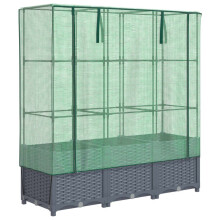 vidaXL Hochbeet mit Gewächshaus-Aufsatz Rattan-Optik 120x40x138 cm