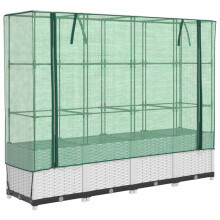 vidaXL Hochbeet mit Gewächshaus-Aufsatz Rattan-Optik 160x40x138 cm