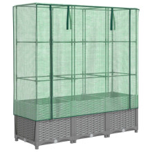 vidaXL Hochbeet mit Gewächshaus-Aufsatz Rattan-Optik 120x40x138 cm