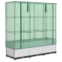vidaXL Hochbeet mit Gewächshaus-Aufsatz Rattan-Optik 120x40x138 cm