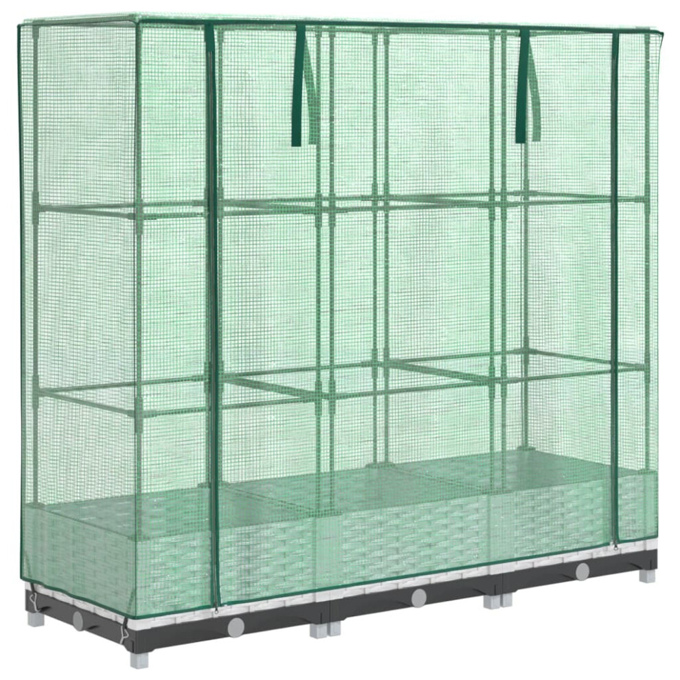 Vidaxl (White, 120 X 40 X 123 Cm) Raised Bed With Greenhouse Cover Plant Box Garden Planter Rattan Look