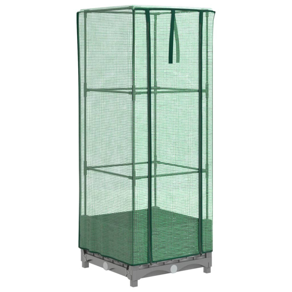 Vidaxl (Light Grey, 40 X 40 X 123 Cm) Raised Bed With Greenhouse Cover Plant Box Garden Planter Rattan Look
