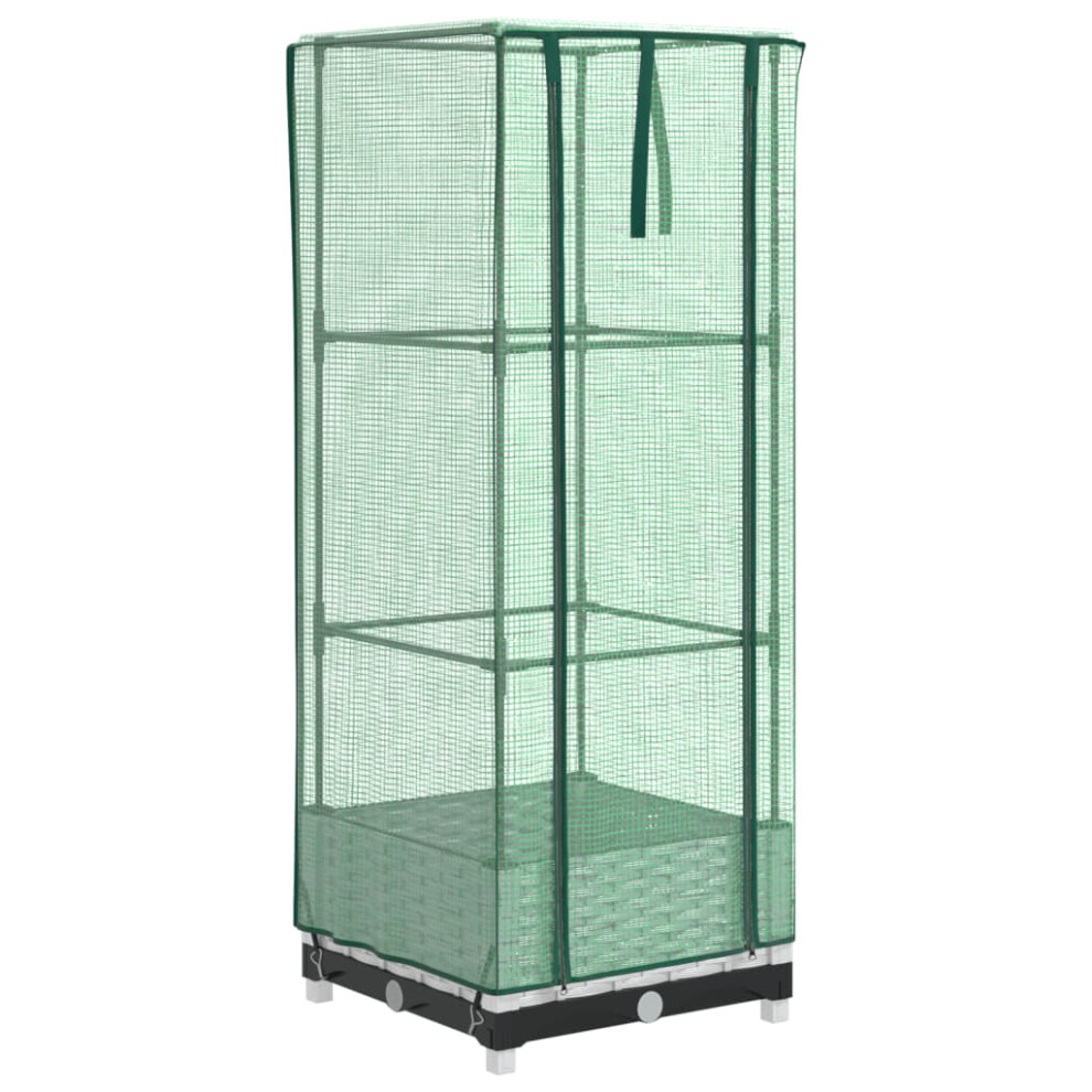 Vidaxl (White, 40 X 40 X 123 Cm) Raised Bed With Greenhouse Cover Plant Box Garden Planter Rattan Look