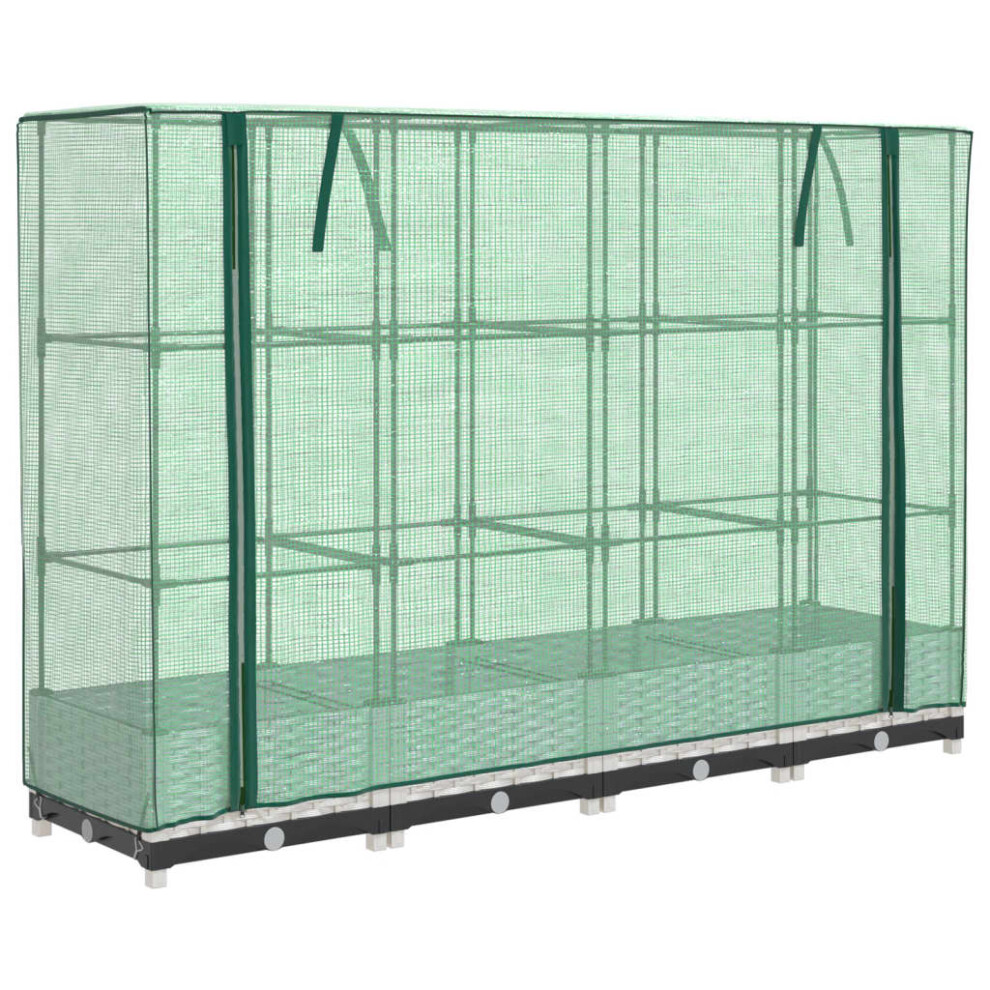 Vidaxl (White, 160 X 40 X 123 Cm) Raised Bed With Greenhouse Cover Plant Box Garden Planter Rattan Look